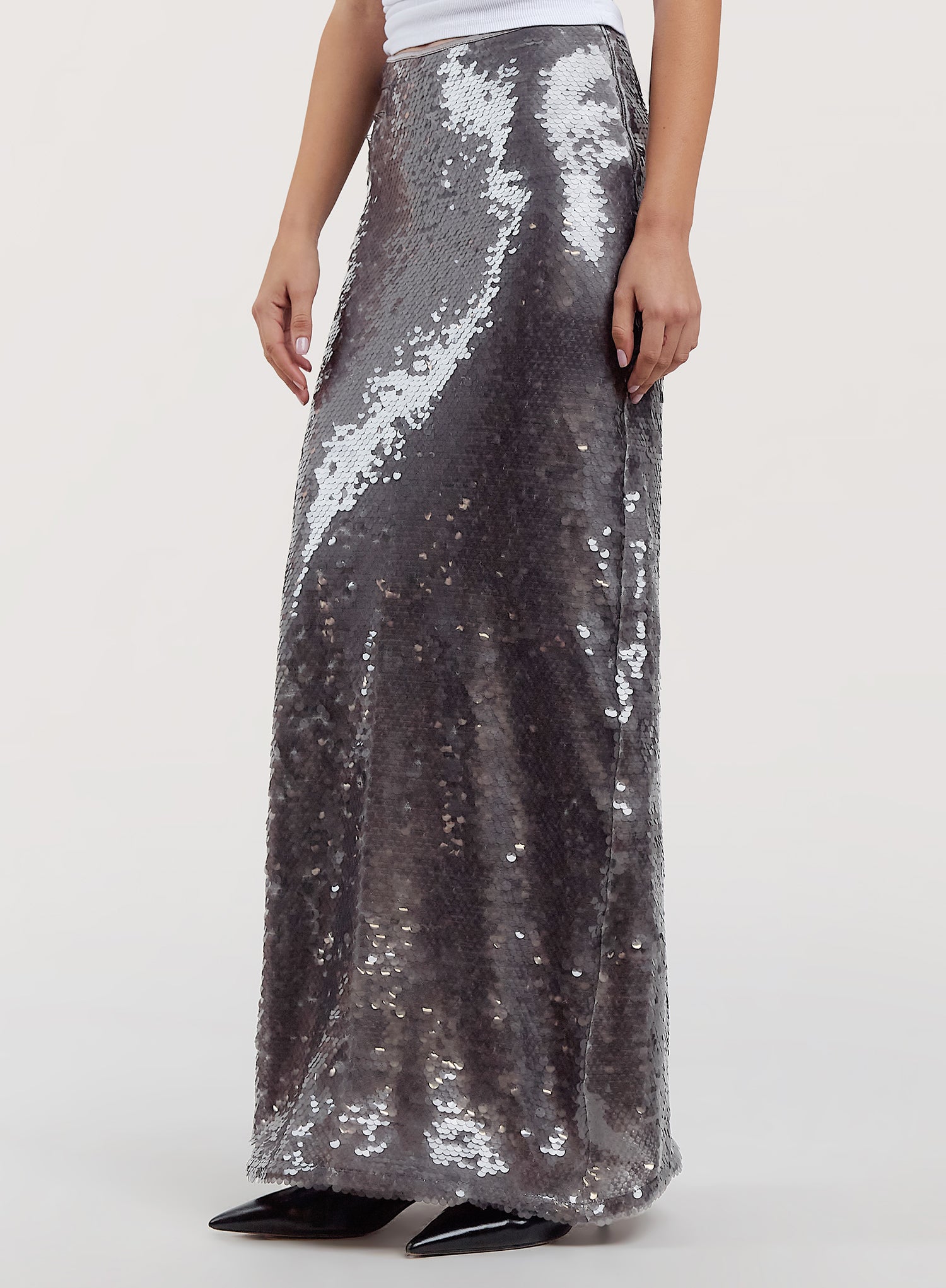 Silver Sequin Maxi Skirt- Odell